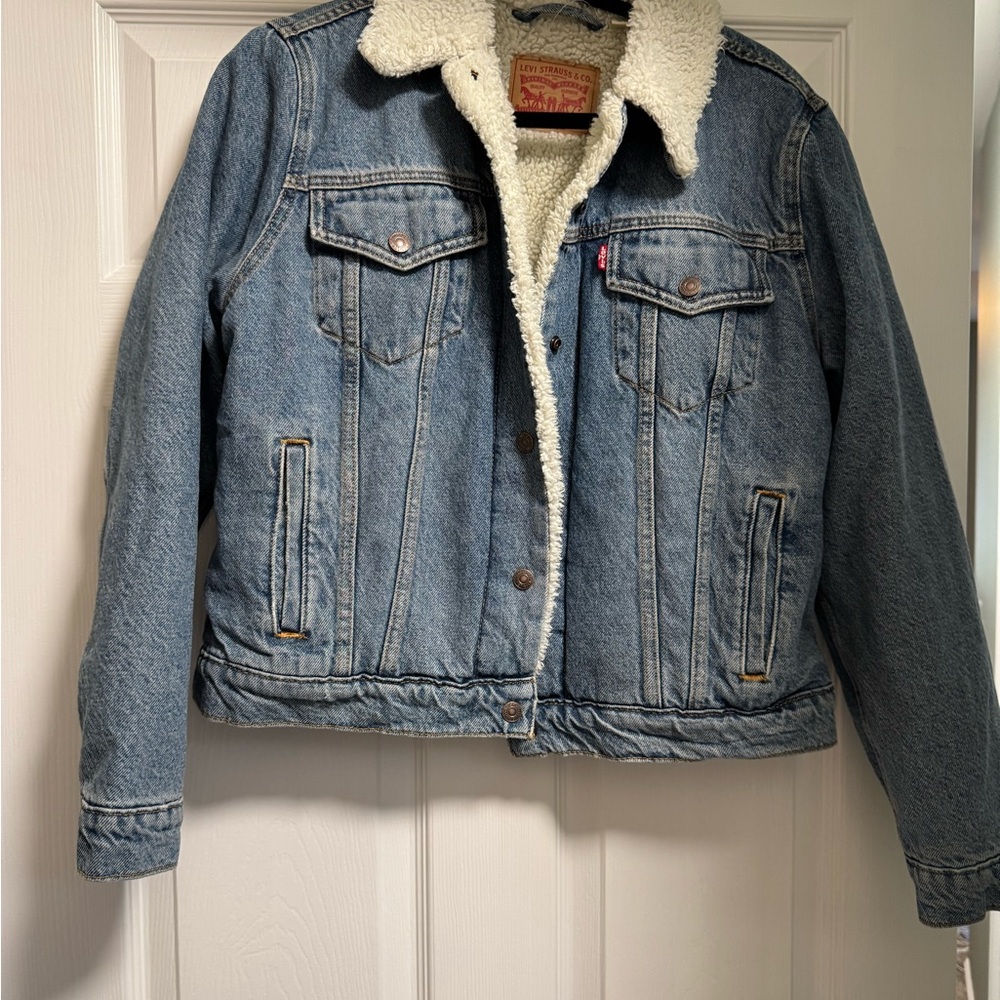 Levi's White Sherpa Lined Jacket